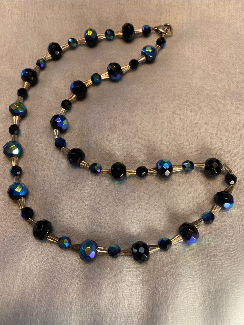 Faceted Blue-Black Crystal Bead Necklace - Women Jewelry
